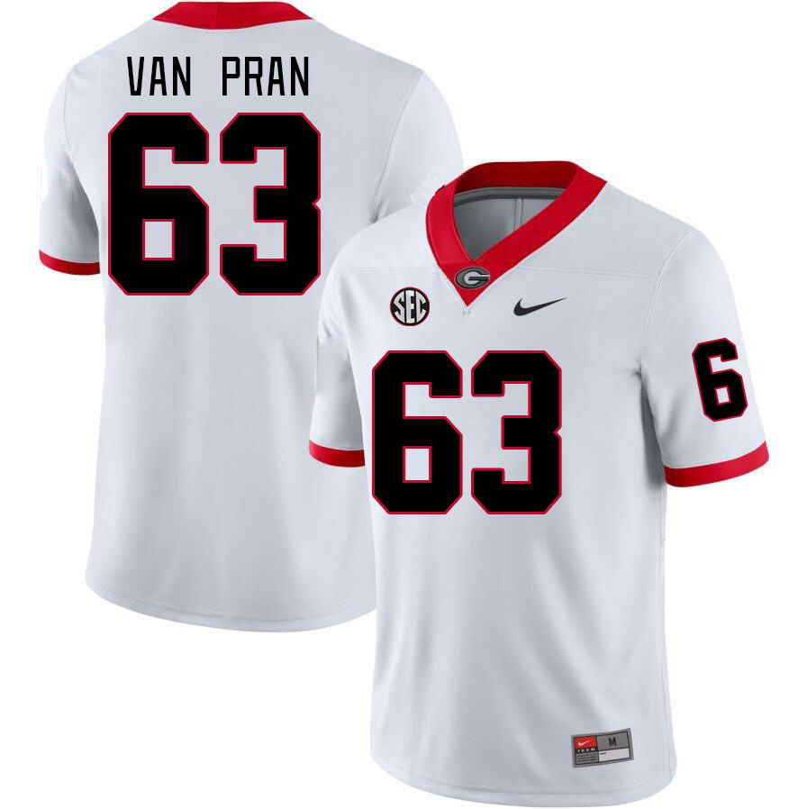 Georgia Bulldogs Men's Sedrick Van Pran #63 White Stitched College UGA Football Jersey 23HR015VR